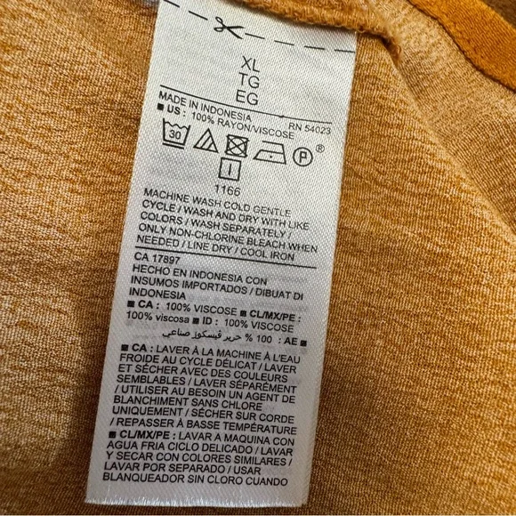 Old Navy Empire-Waist Split-Neck Floral Midi Dress Mustard Floral Tiered Size XL - Picture 8 of 15